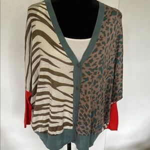 Mixed Animal Print Fine Gauge Cardigan